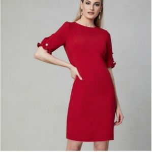 KL size 12 Red Sheath dress with Ruffle sleeve